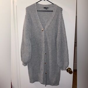 Cozy Gray Knit Cardigan Sweater